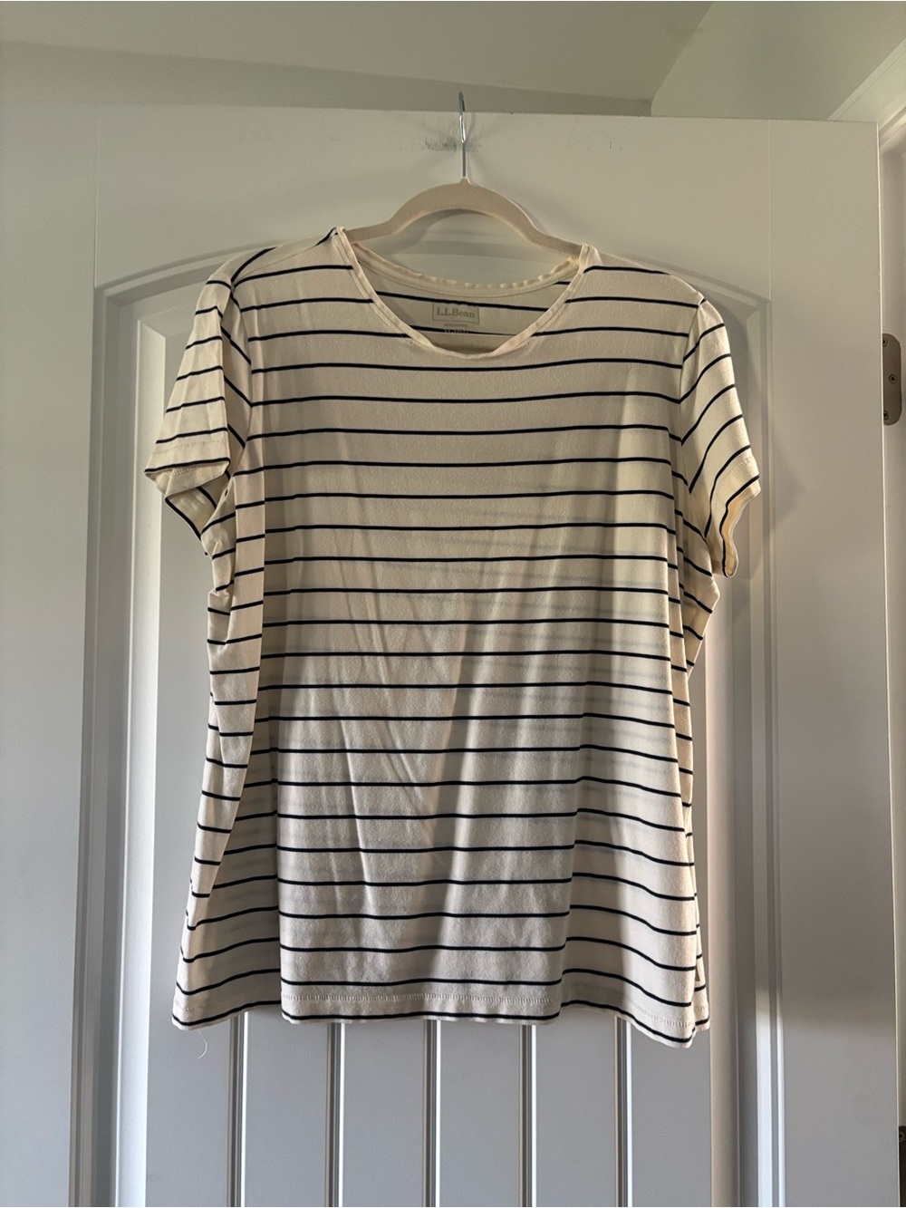 L.L. Bean Women’s Cream Striped Short-Sleeve Tee